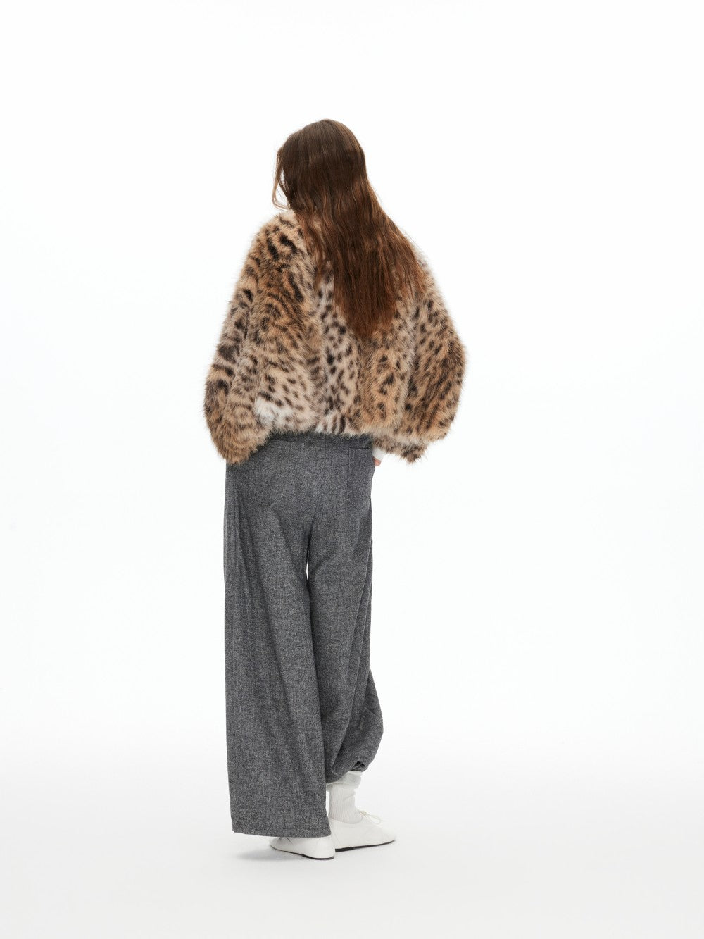New Chinese Style Leopard Print Faux Fur Coat