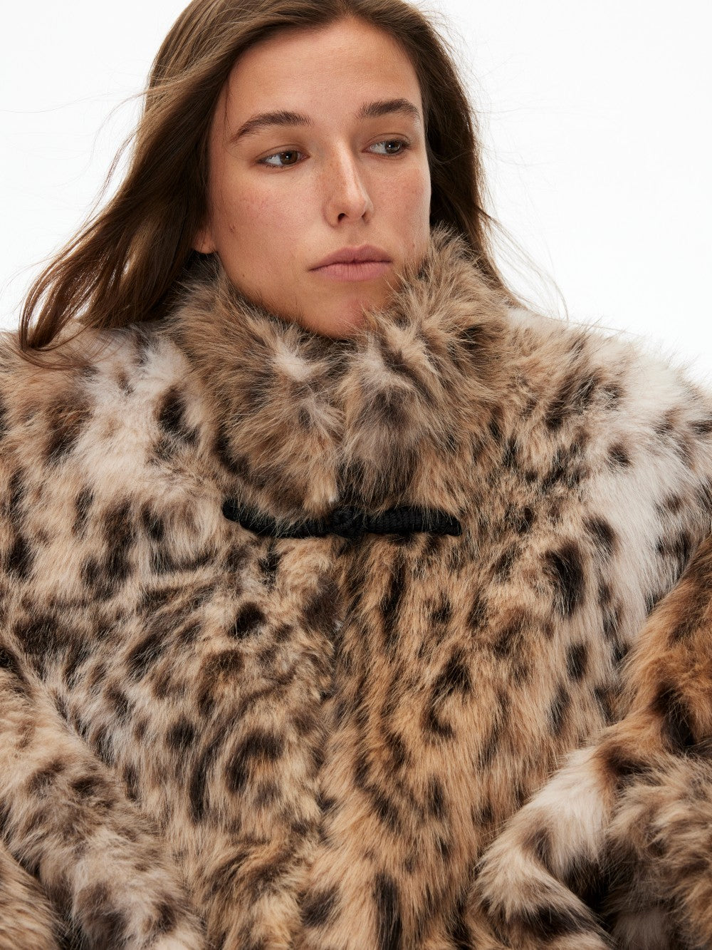 New Chinese Style Leopard Print Faux Fur Coat