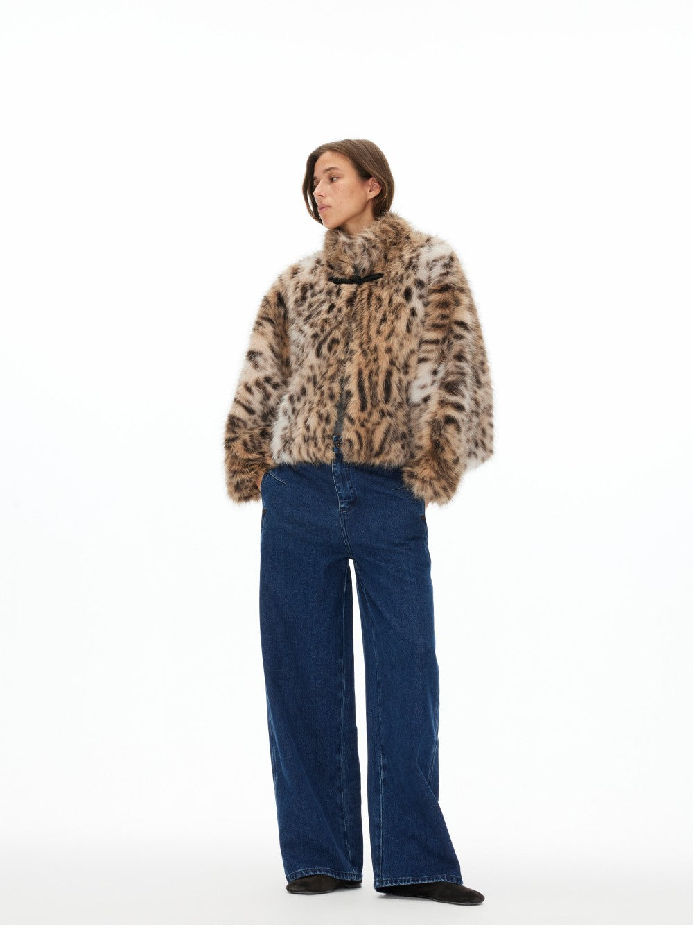 New Chinese Style Leopard Print Faux Fur Coat