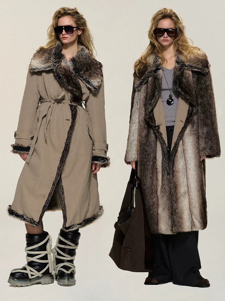 Dpercent 24FW Mid-length loose lapel low waist belt trench