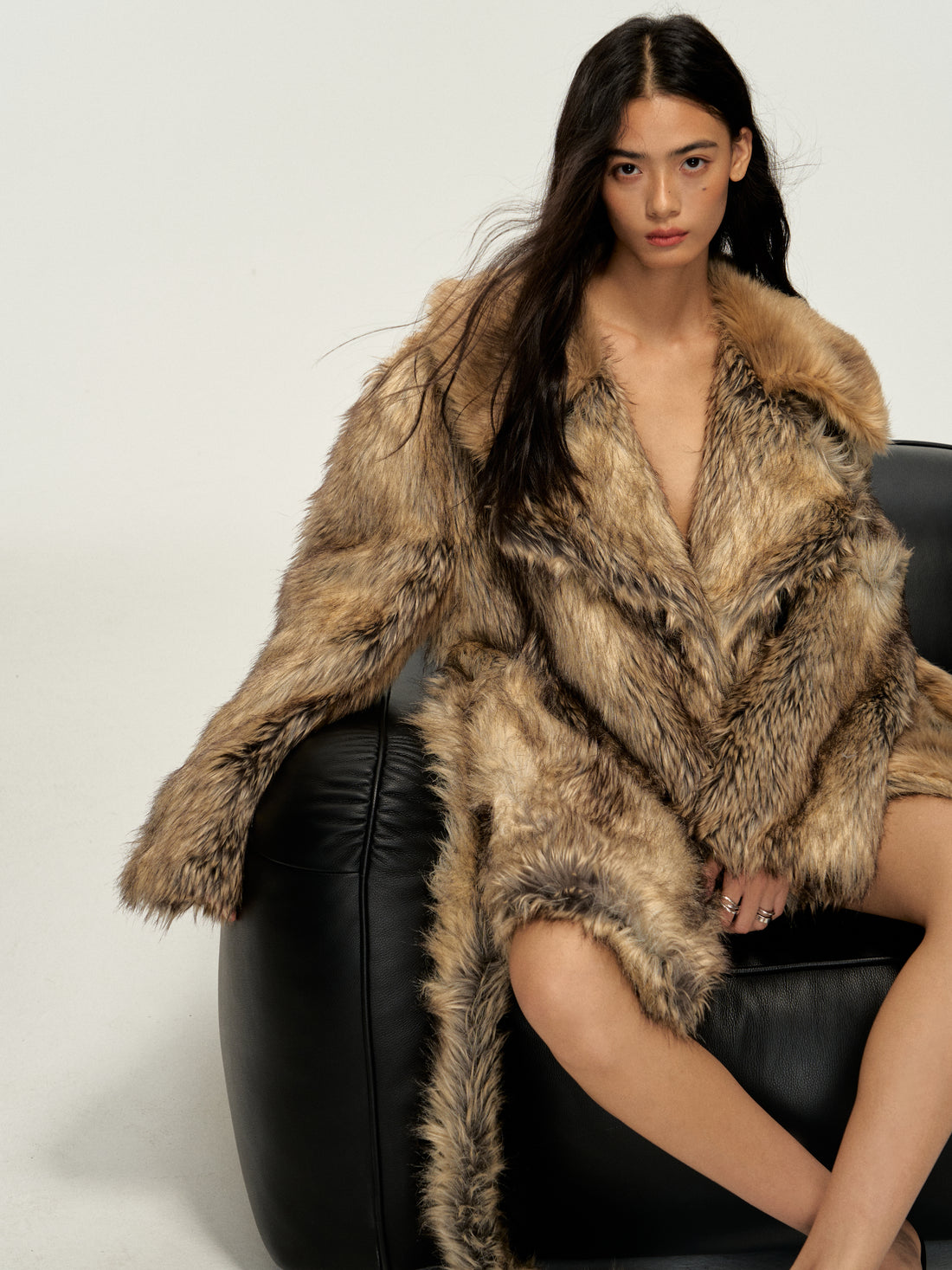 Dpercent 24FW kintsugi series golden brown faux fur coat