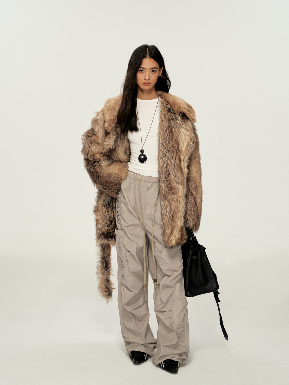 Dpercent 24FW kintsugi series golden brown faux fur coat