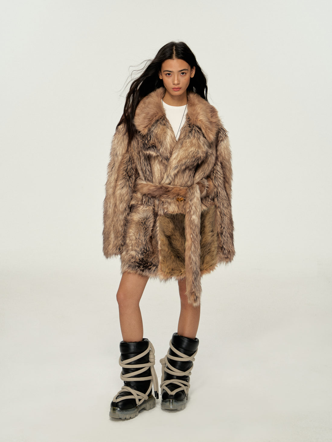 Dpercent 24FW kintsugi series golden brown faux fur coat