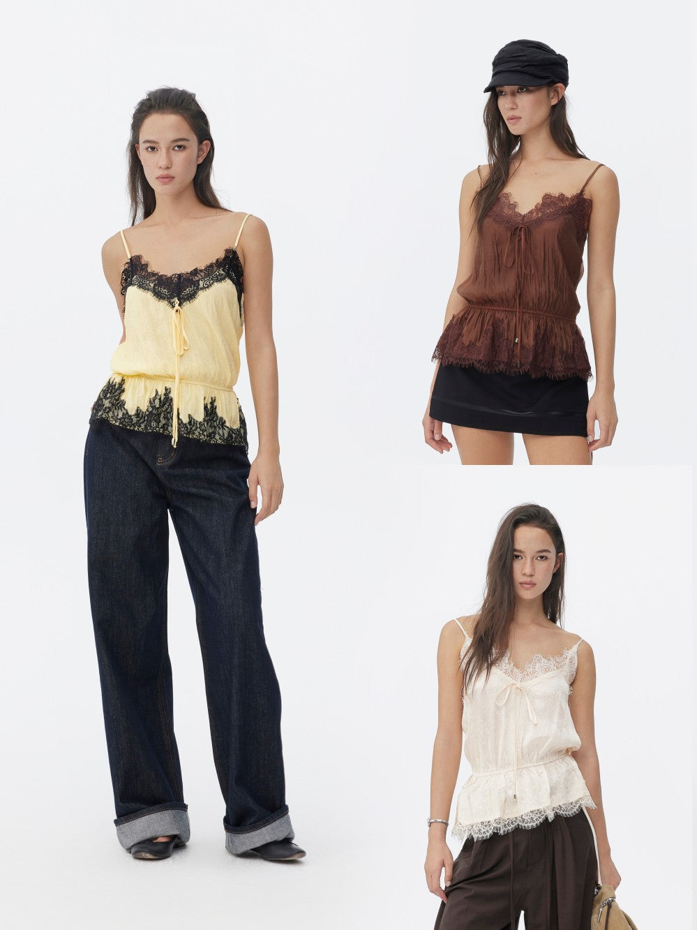 Three-color Acetate Jacquard Lace Camisole