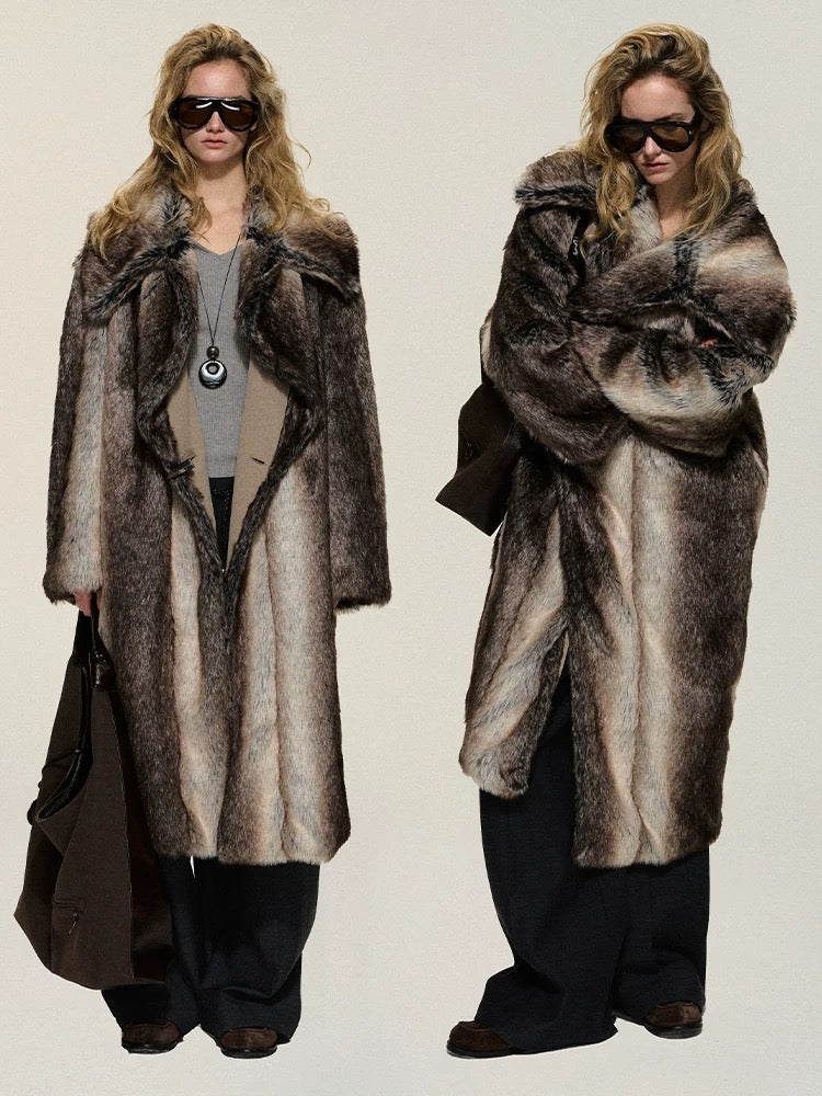 Dpercent 24FW Barn Frost Gray Reversible Eco Fur Coat