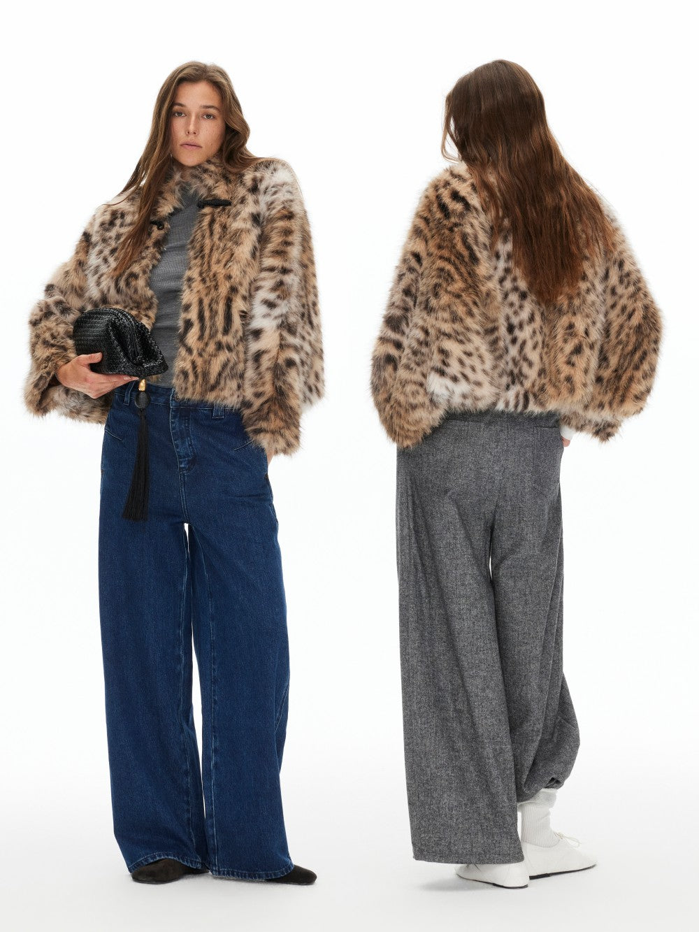 New Chinese Style Leopard Print Faux Fur Coat