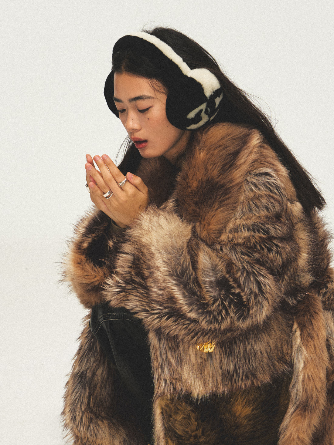 Dpercent 24FW kintsugi series golden brown faux fur coat