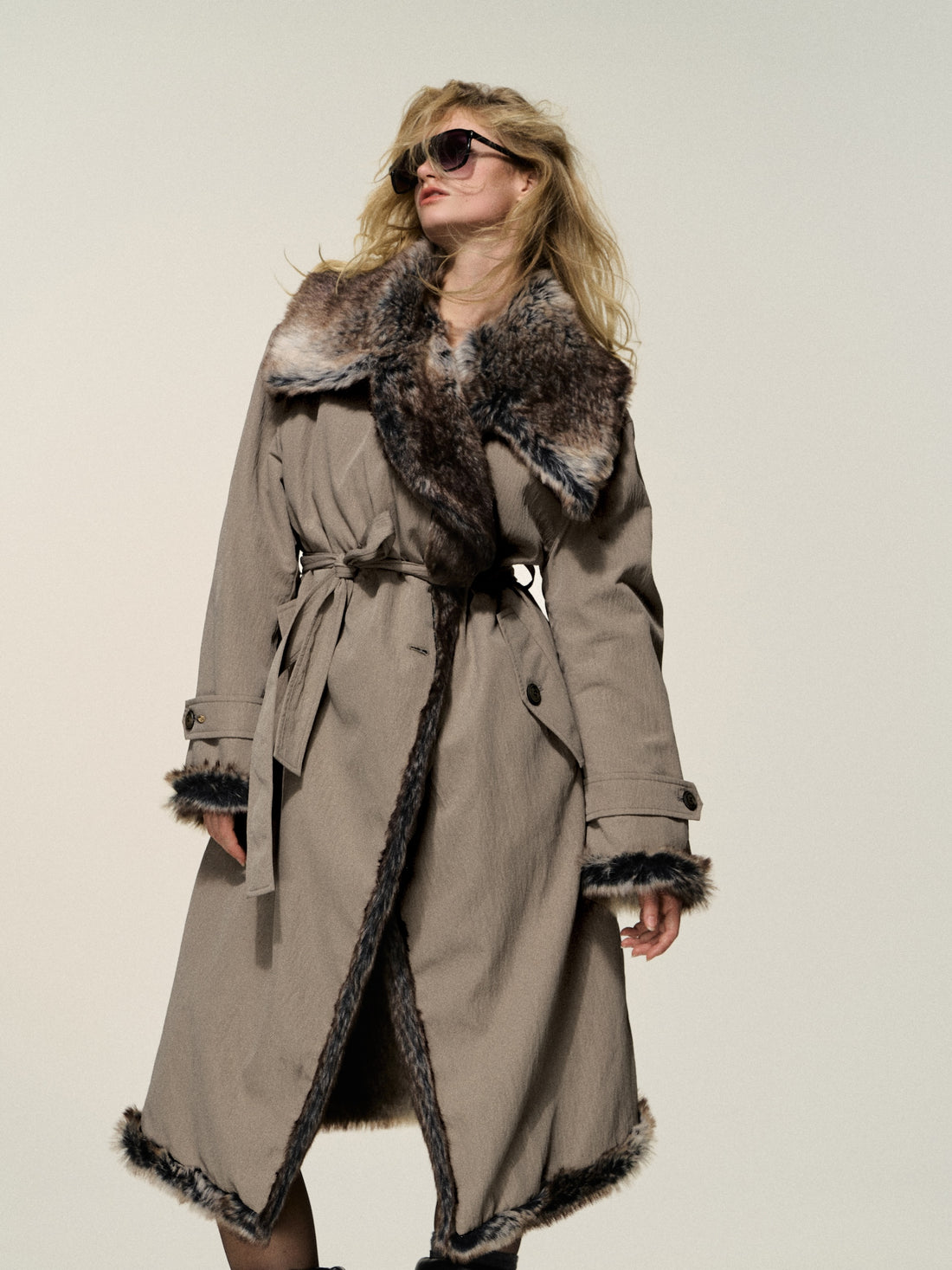 Dpercent 24FW Barn Frost Gray Reversible Eco Fur Coat
