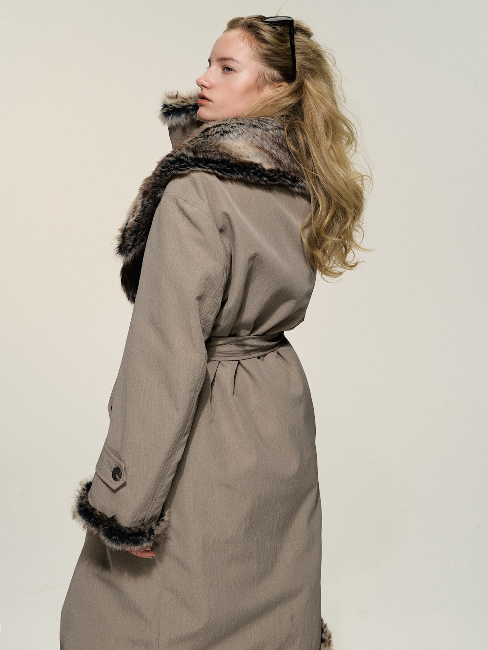 Dpercent 24FW Barn Frost Gray Reversible Eco Fur Coat