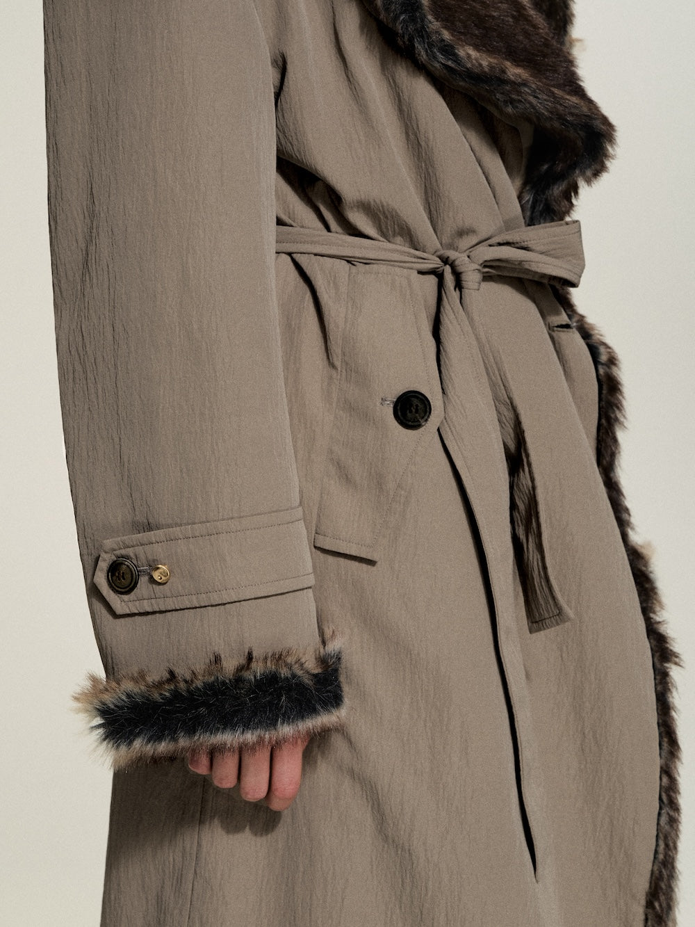 Dpercent 24FW Barn Frost Gray Reversible Eco Fur Coat