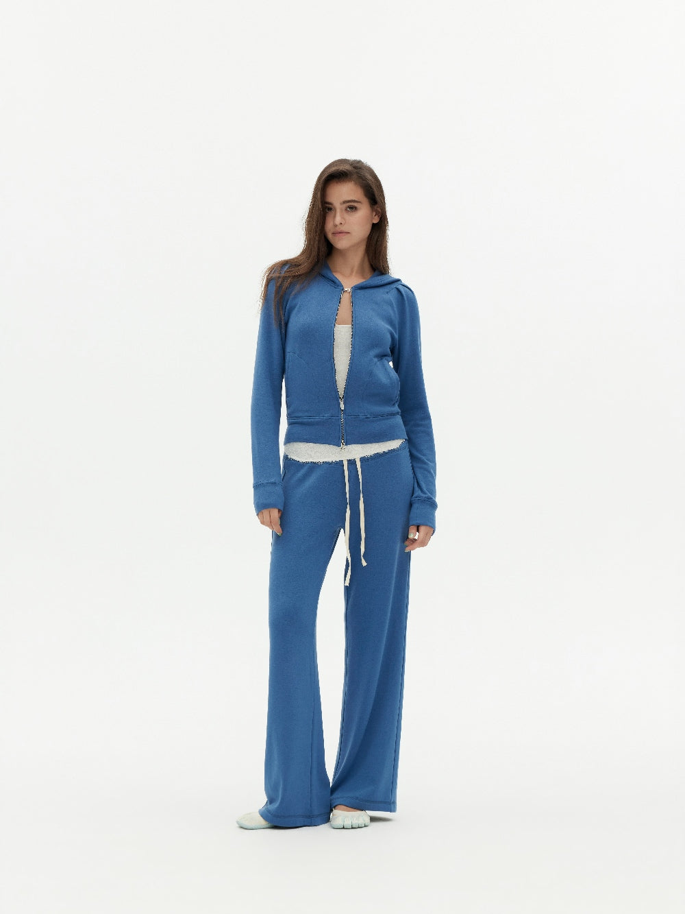 Berlin Blue Modal Soft Cropped Sweatshirt Set