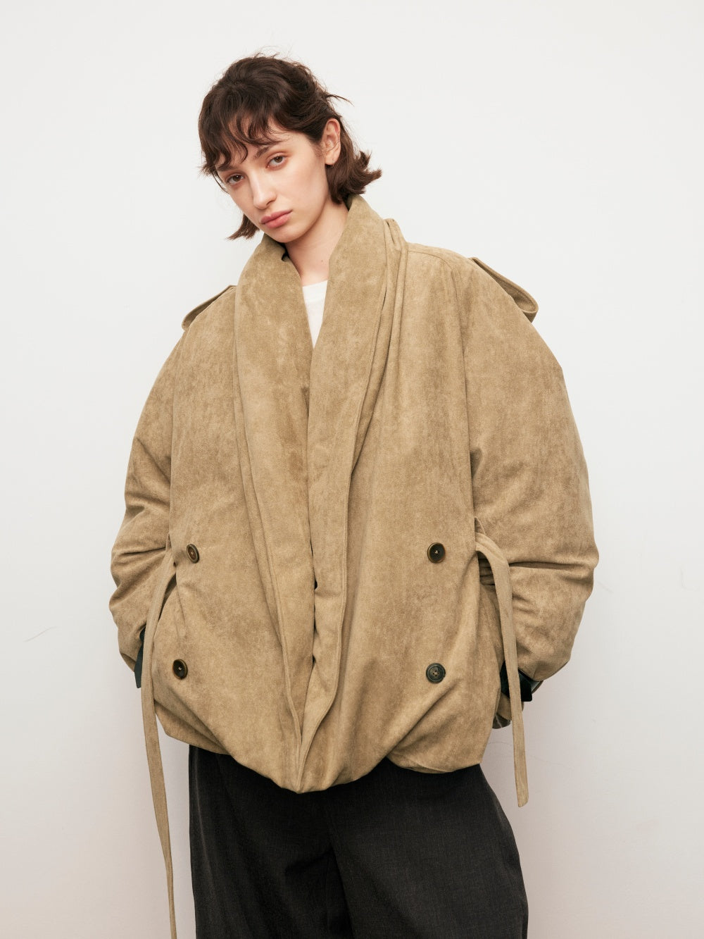 Bathrobe-style overcoat