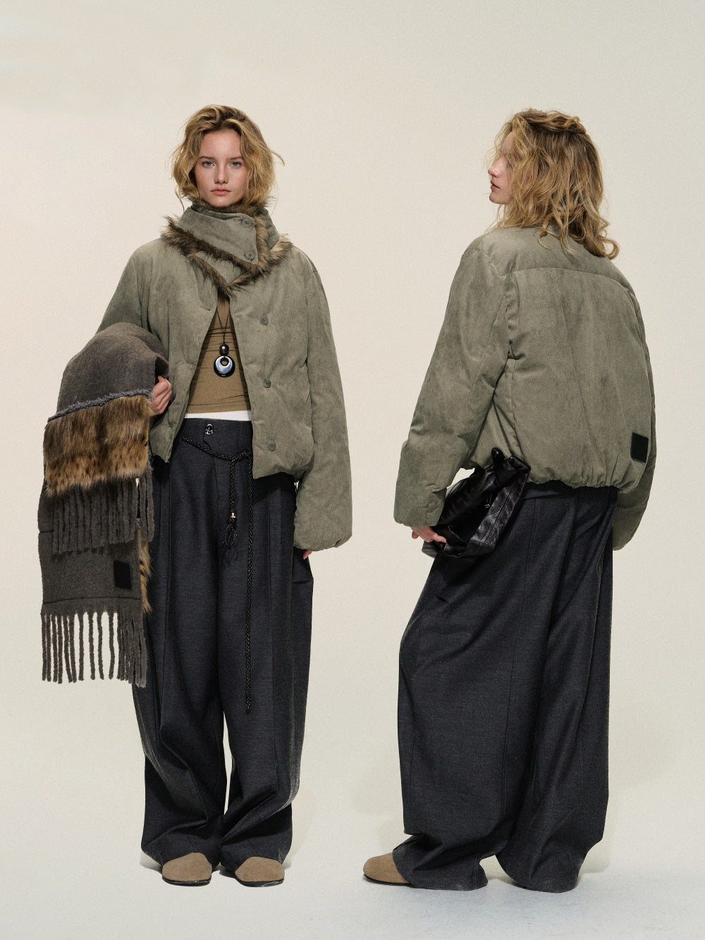 Leather-like fur coat