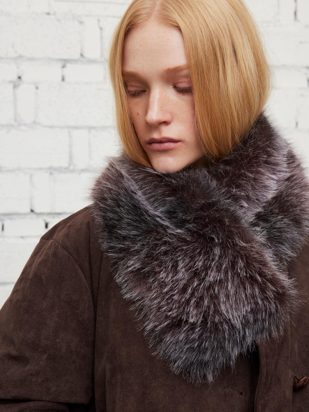 Leather-like fur coat