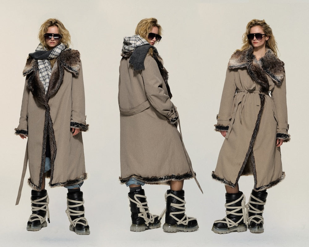 Dpercent 24FW Barn Frost Gray Reversible Eco Fur Coat