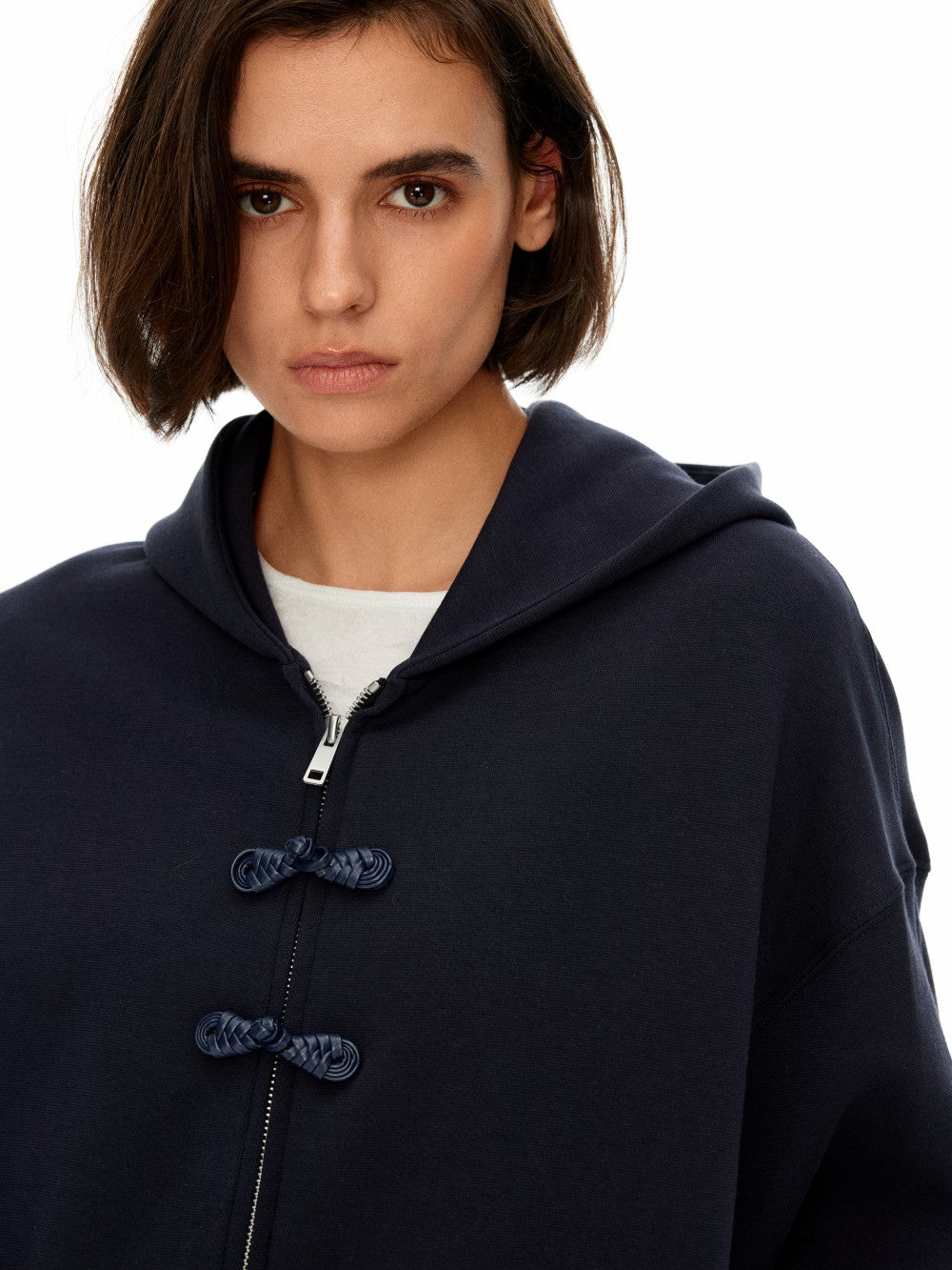 New Chinese-style frog button hoodie