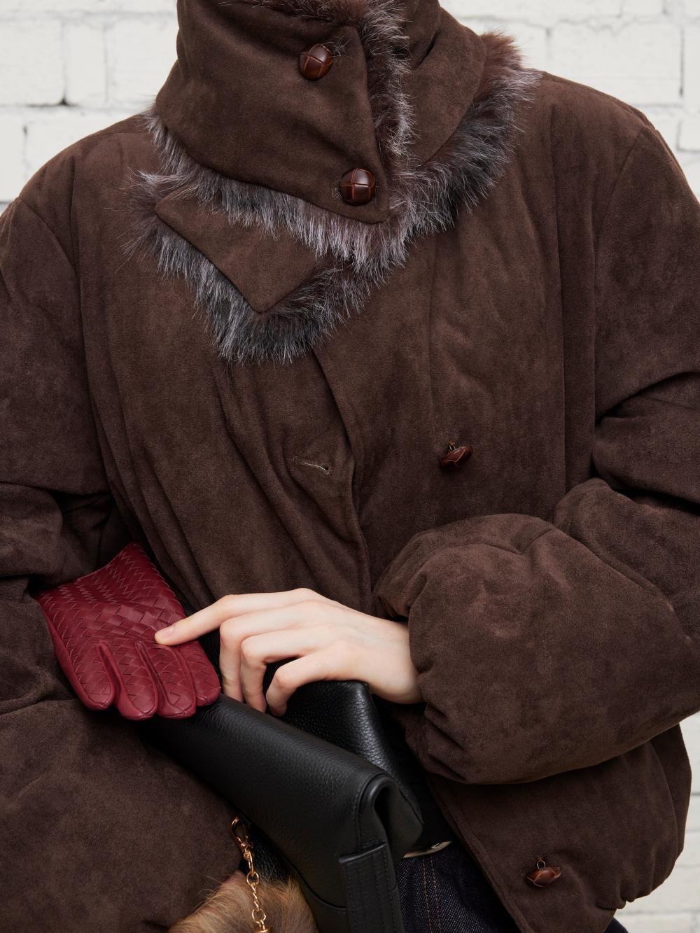 Leather-like fur coat
