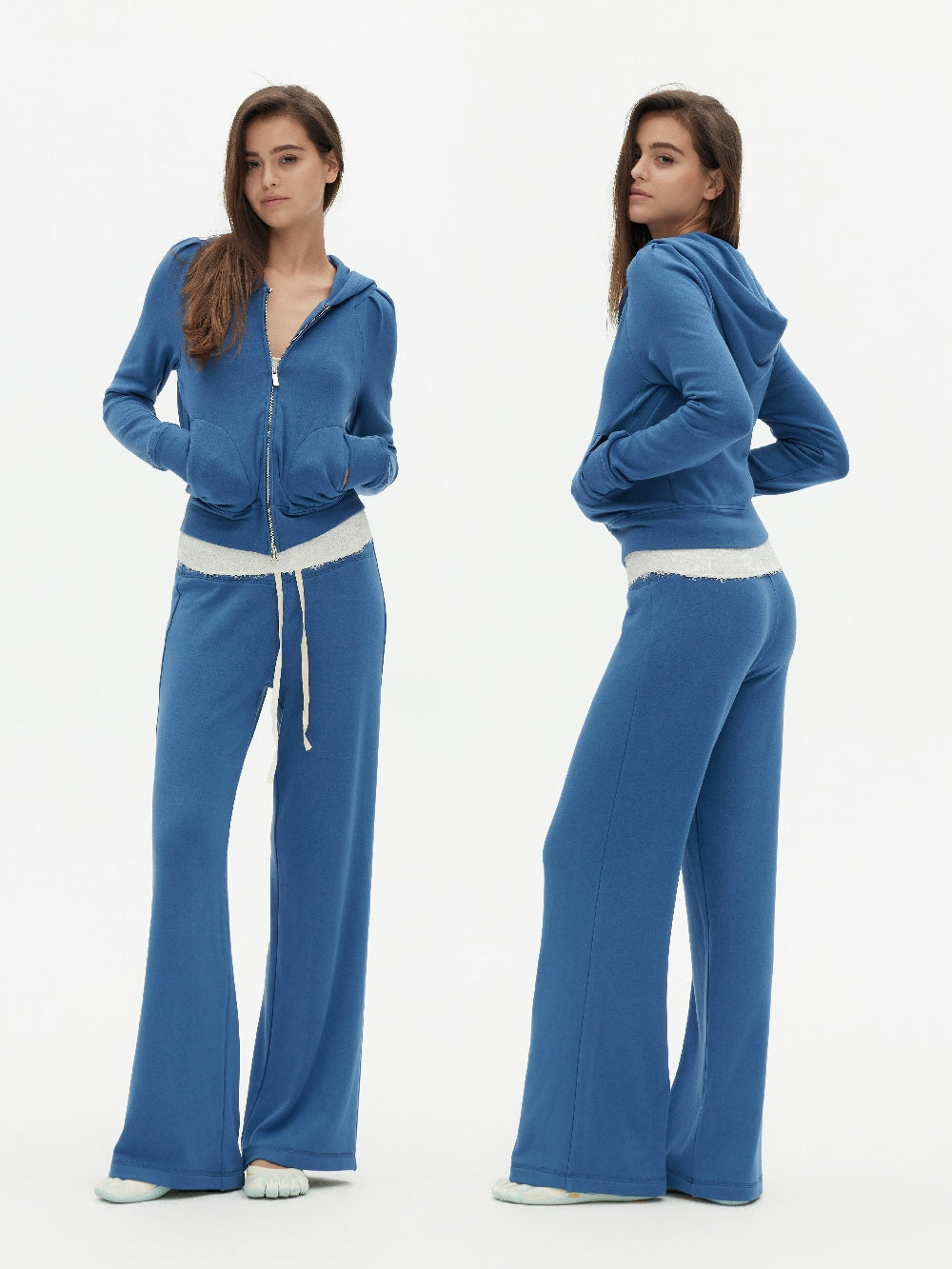 Berlin Blue Modal Soft Cropped Sweatshirt Set