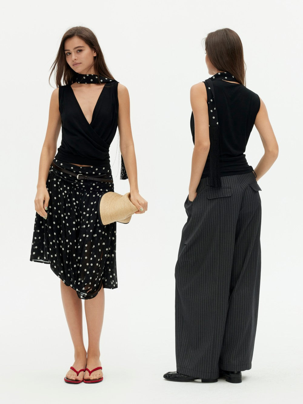 Acetate Tencel Sash Strap Tank Top
