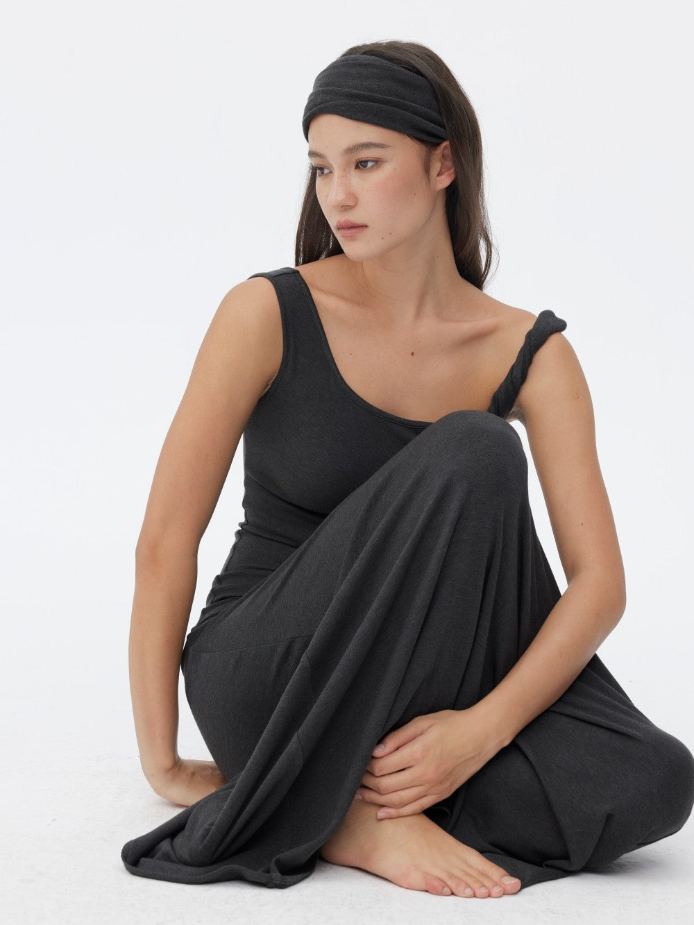 Asymmetrical U-Neck Twist-Knot Dress