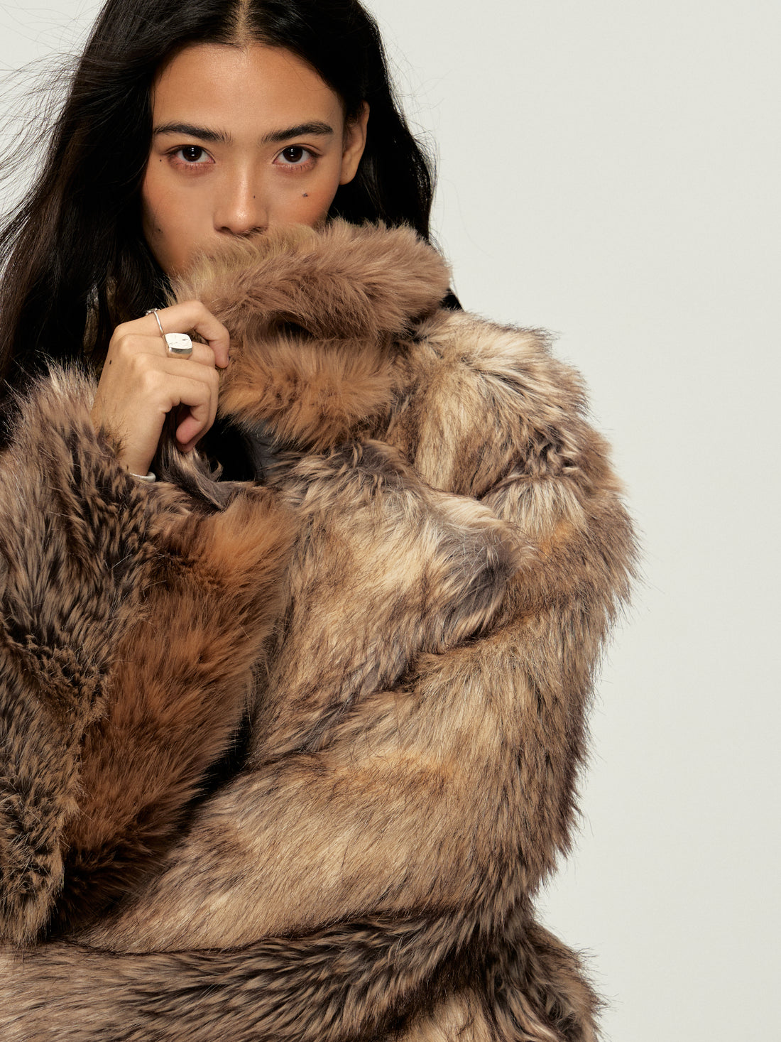 Dpercent 24FW kintsugi series golden brown faux fur coat