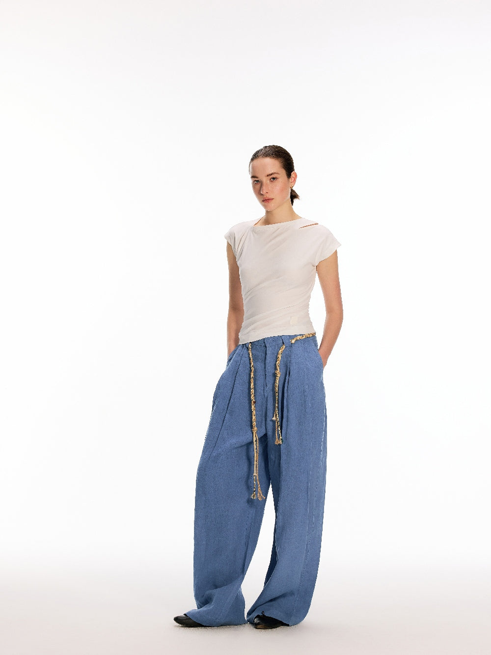 100% French Linen Worker Blue Pants