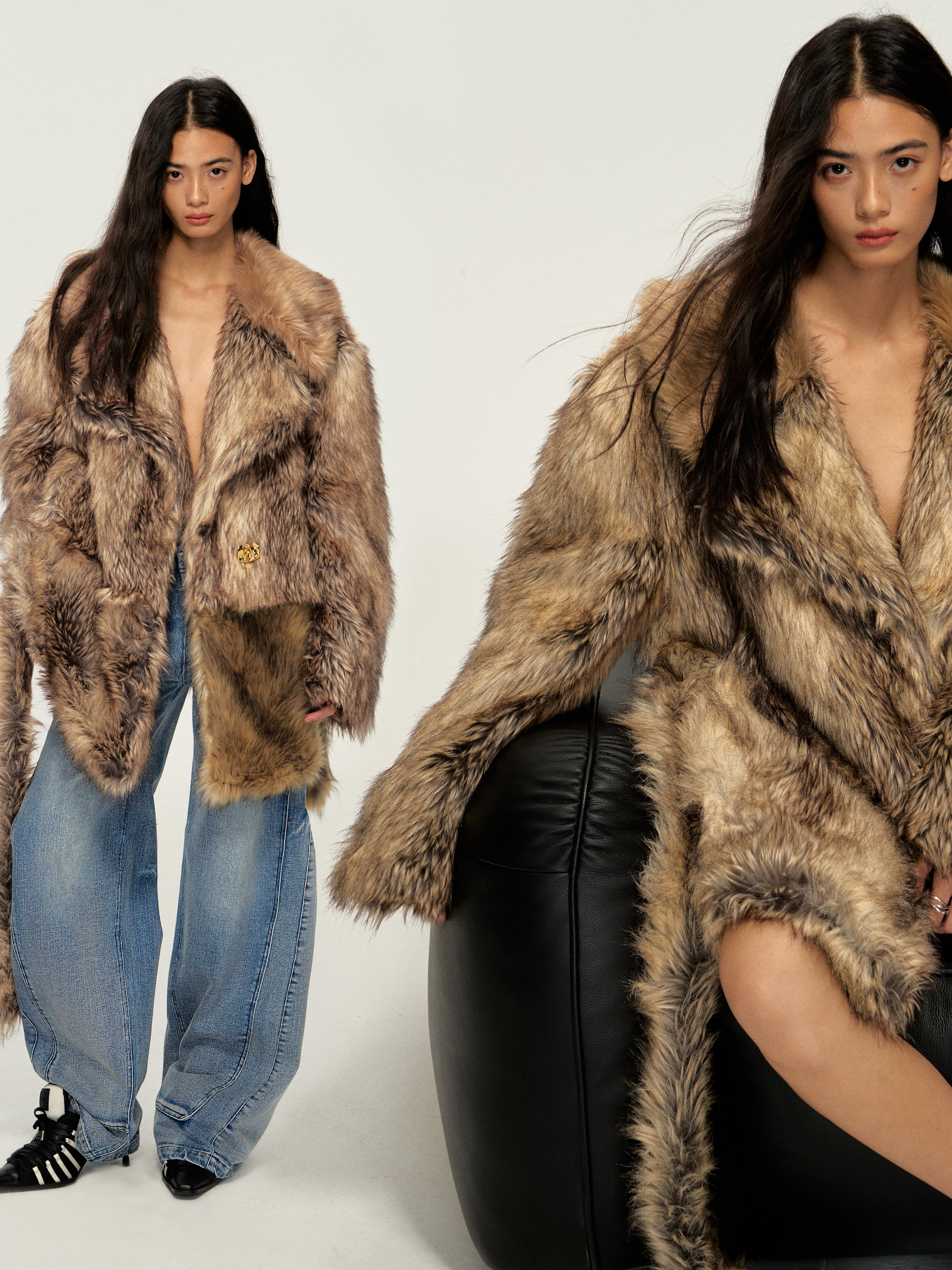 【Loulouseoul】24fw Brown Carrie Fur Jacket Brown Long Faux Fur Coat | REVOLVE