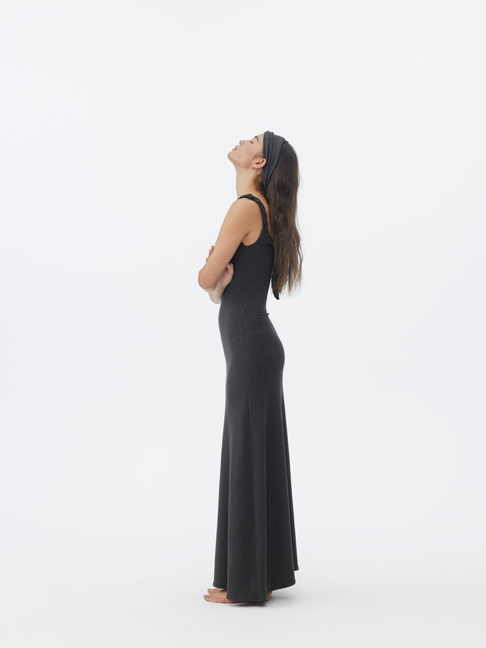Asymmetrical U-Neck Twist-Knot Dress