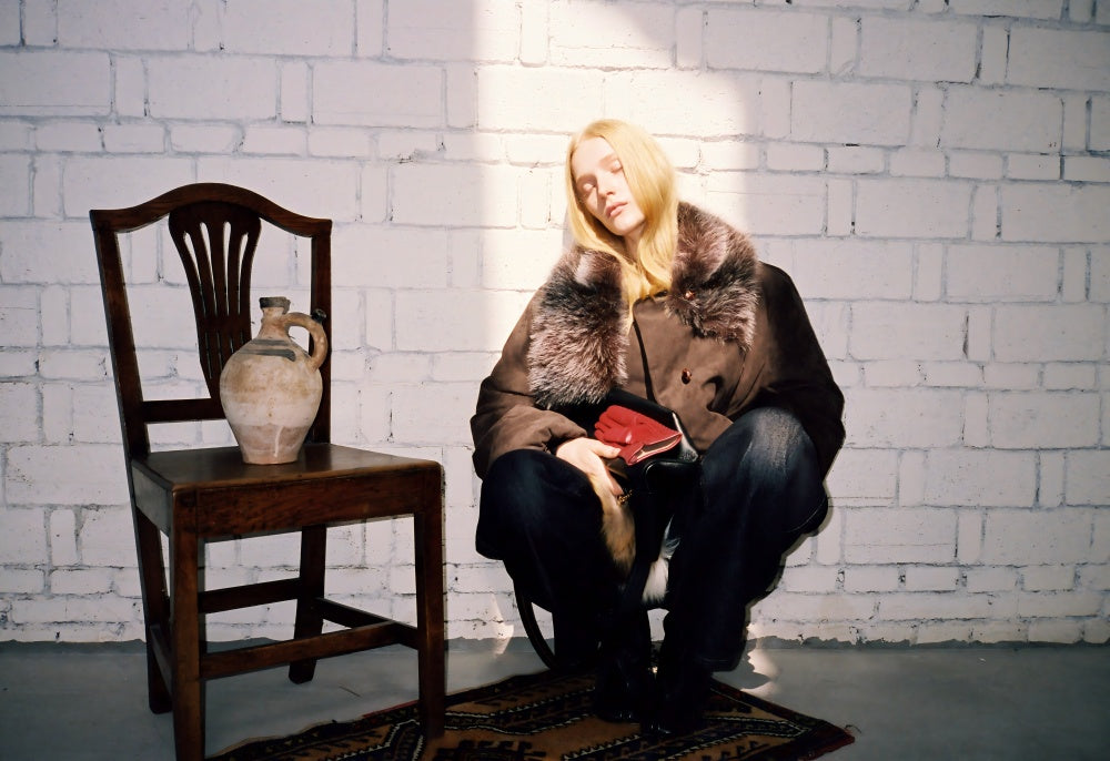 Leather-like fur coat