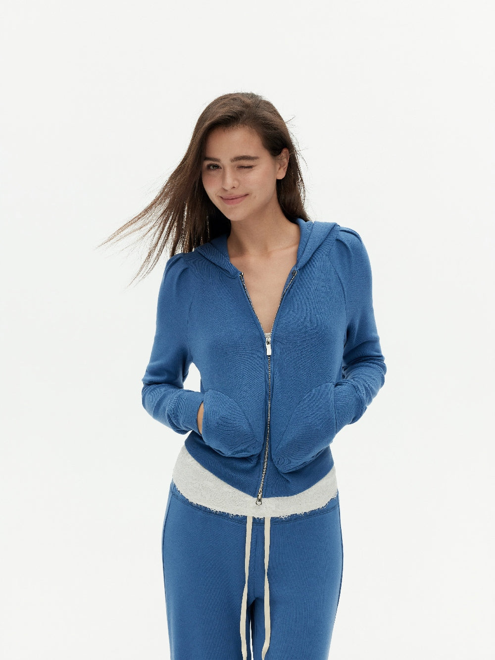 Berlin Blue Modal Soft Cropped Sweatshirt Set