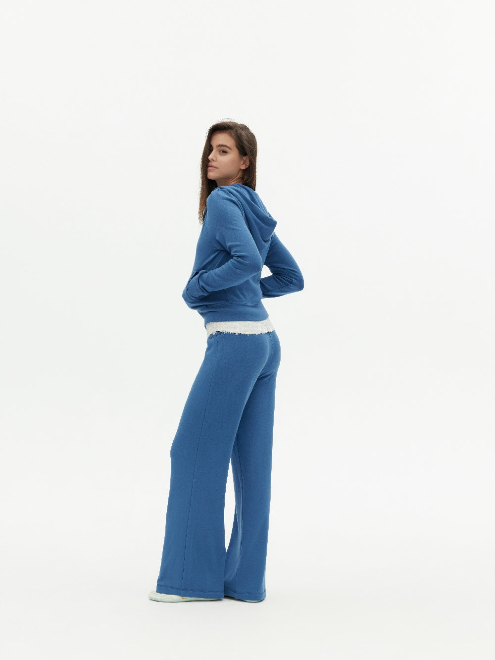 Berlin Blue Modal Soft Cropped Sweatshirt Set