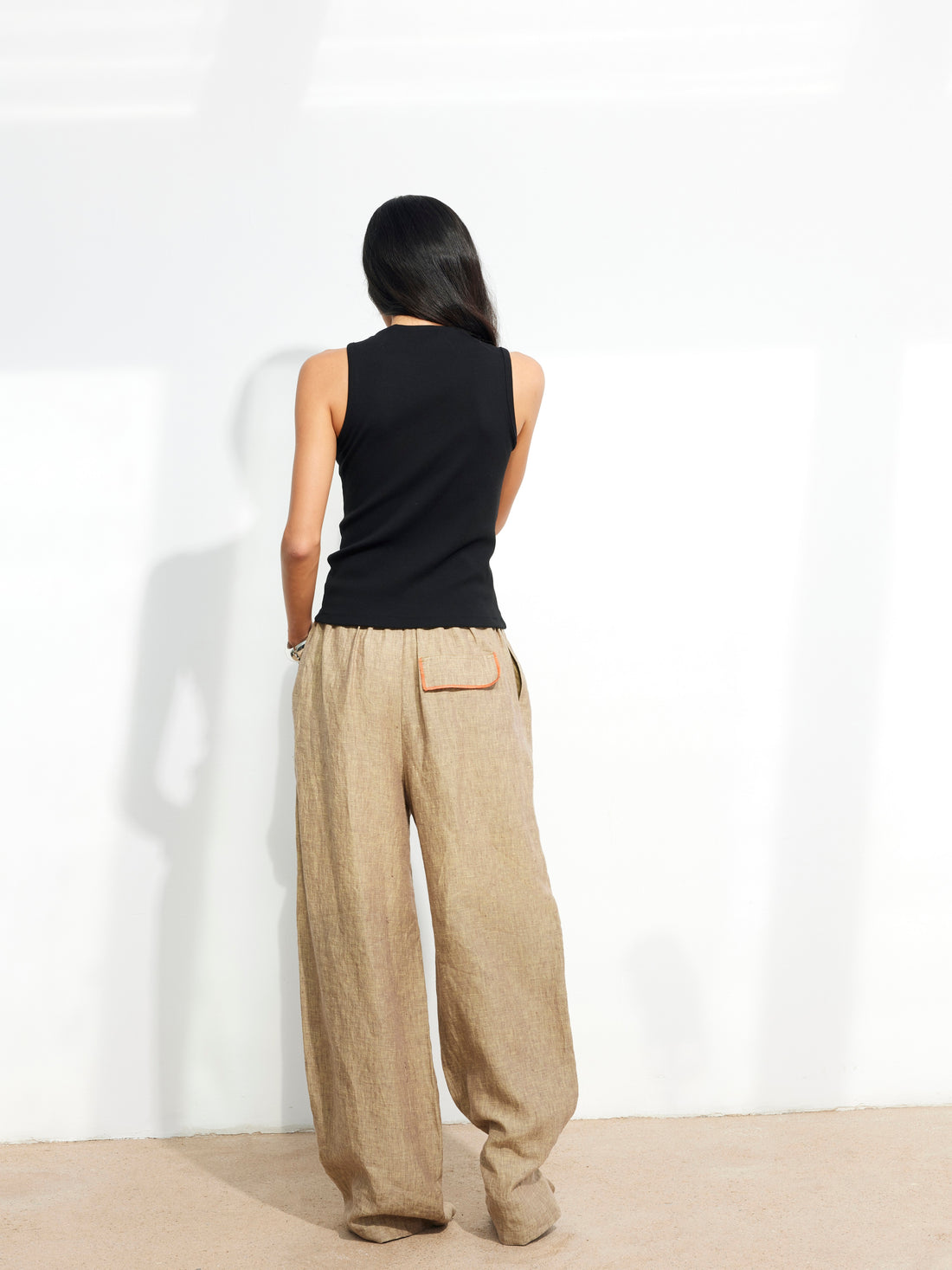 Dpercent 25SS Hemp-colored textured casual pants