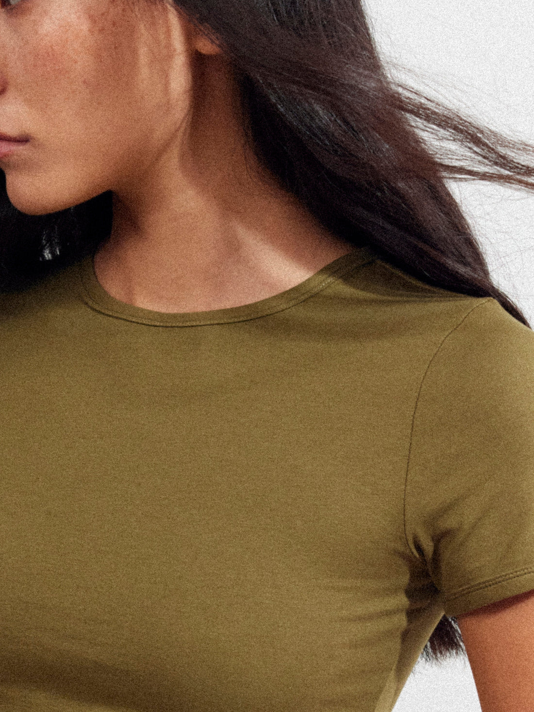 Dpercent 25SS Front shoulder basic all-purpose short round-neck slim-fit   T-shirt