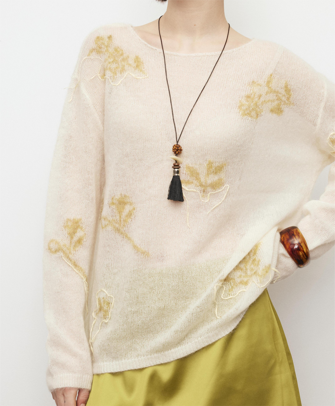 Alpaca wool thin knitted long-sleeve top