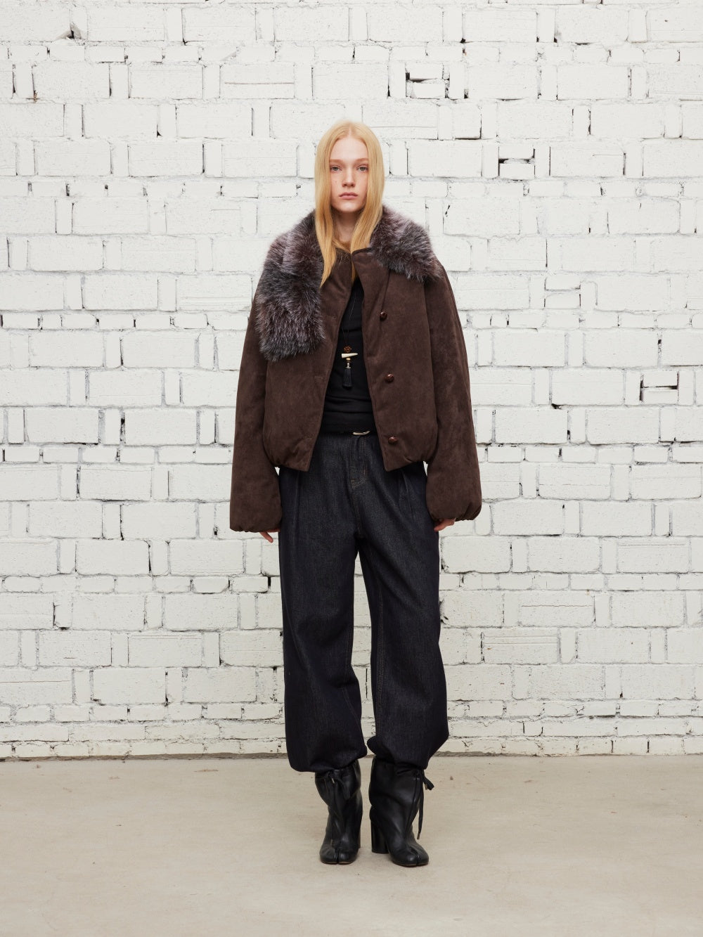 Leather-like fur coat