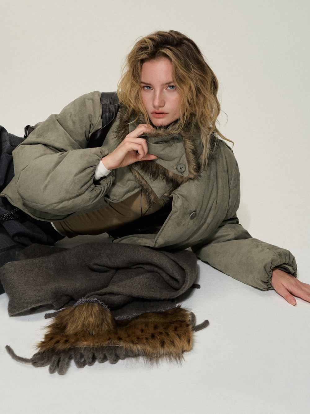 Leather-like fur coat