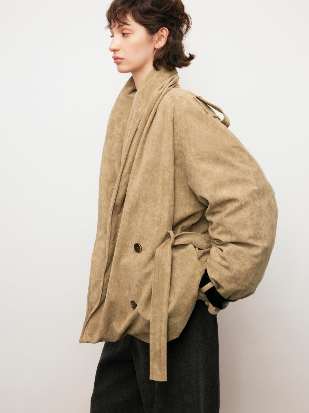 Bathrobe-style overcoat