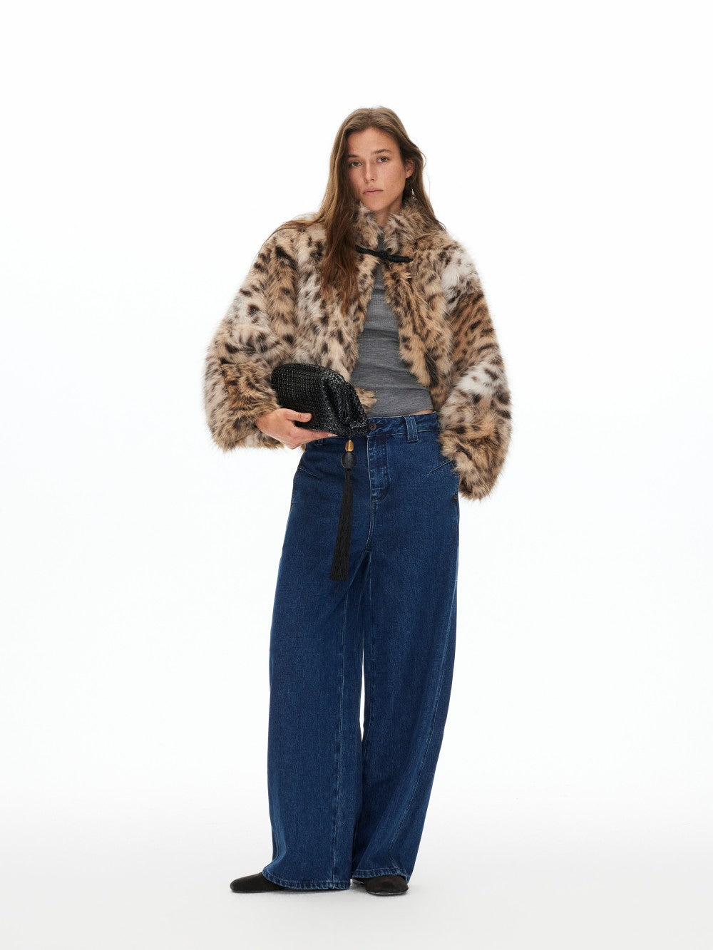 New Chinese Style Leopard Print Faux Fur Coat