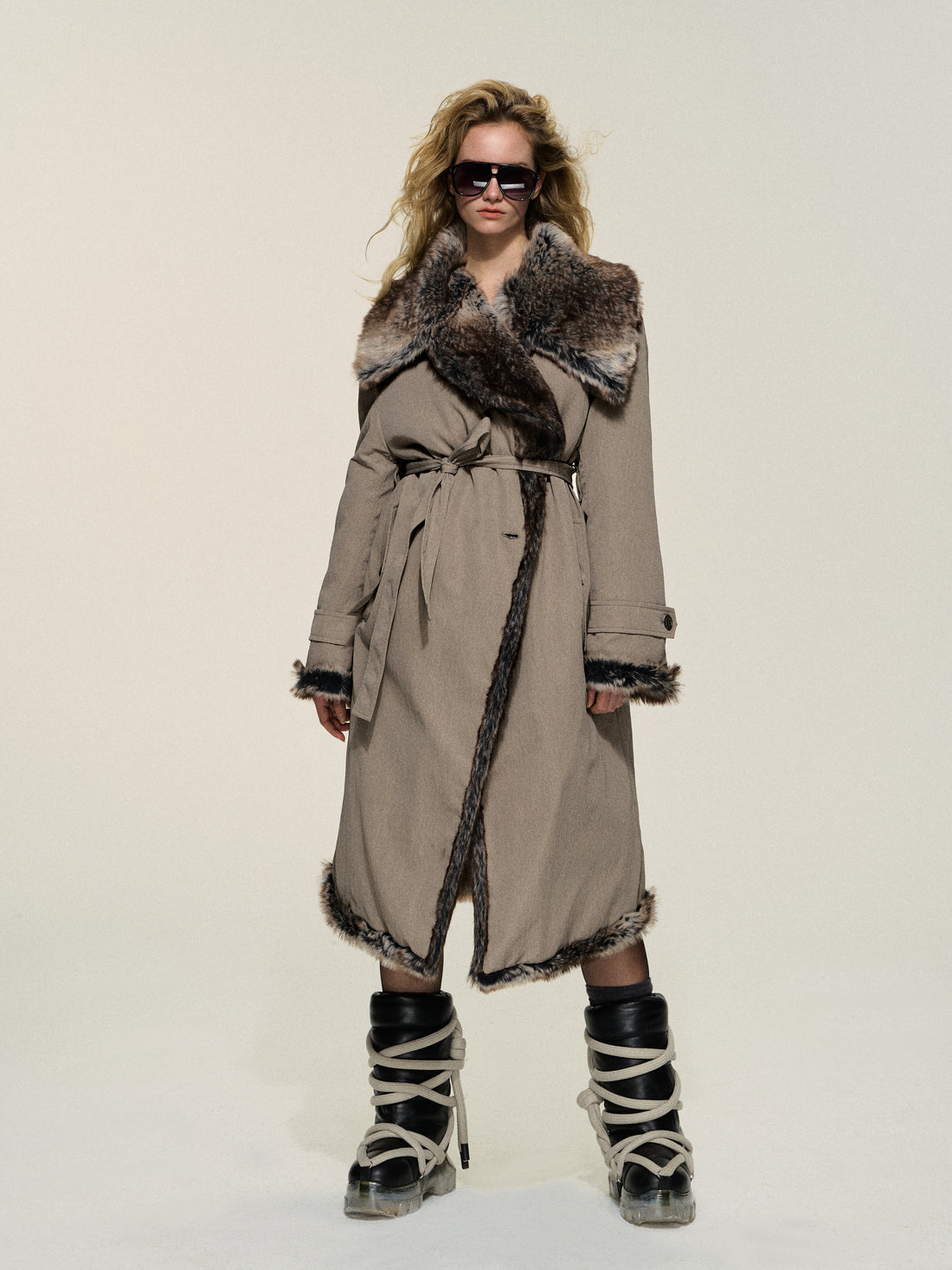 Dpercent 24FW Barn Frost Gray Reversible Eco Fur Coat