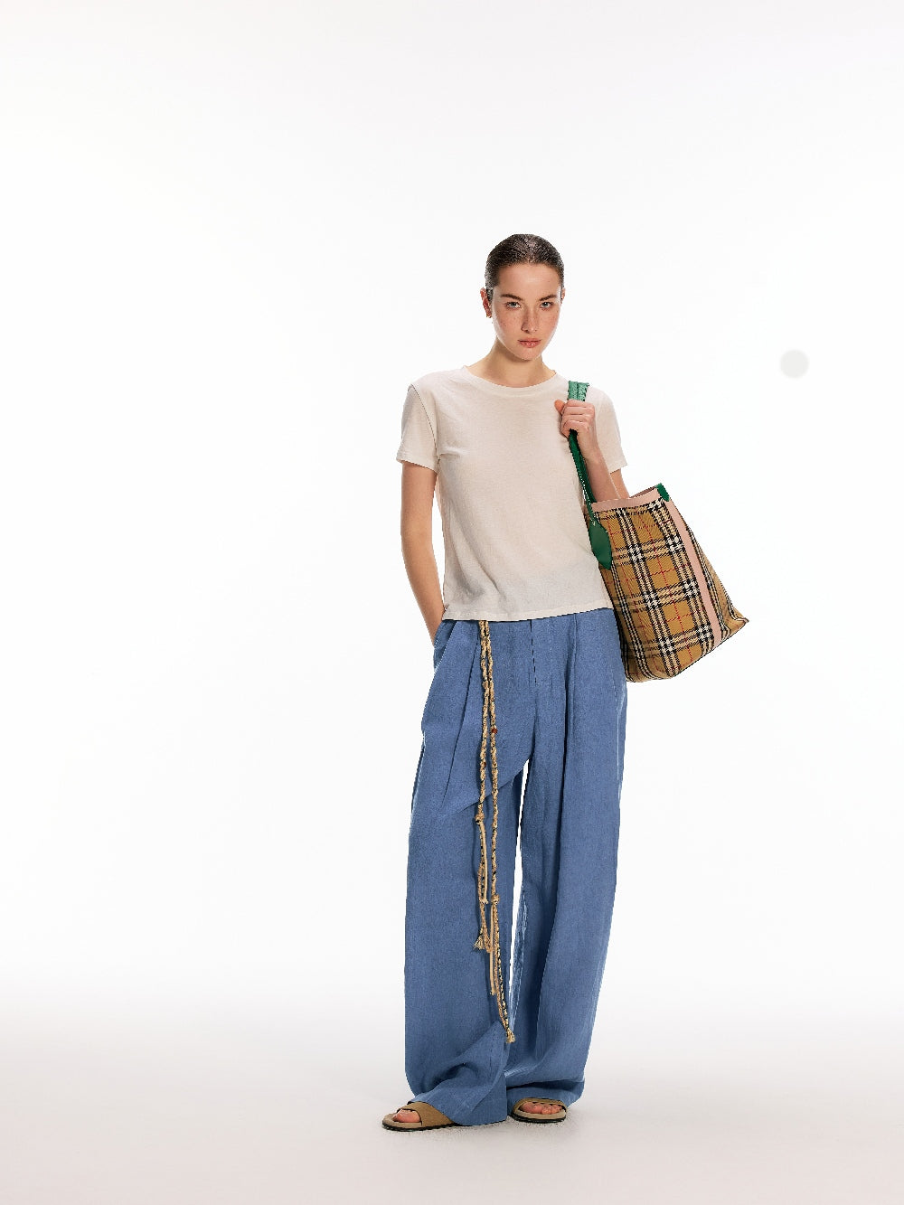 100% French Linen Worker Blue Pants