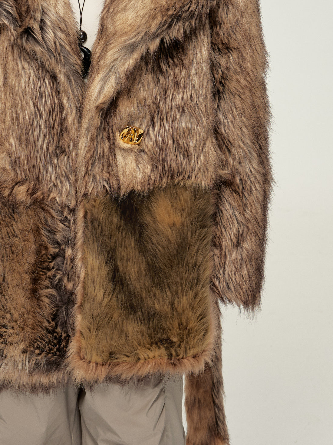 Dpercent 24FW kintsugi series golden brown faux fur coat