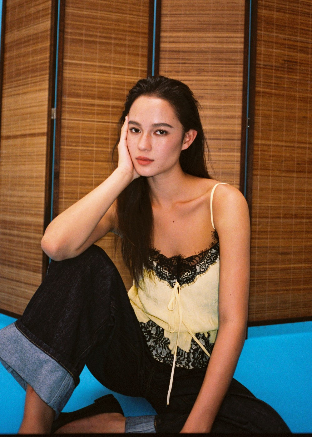 Three-color Acetate Jacquard Lace Camisole