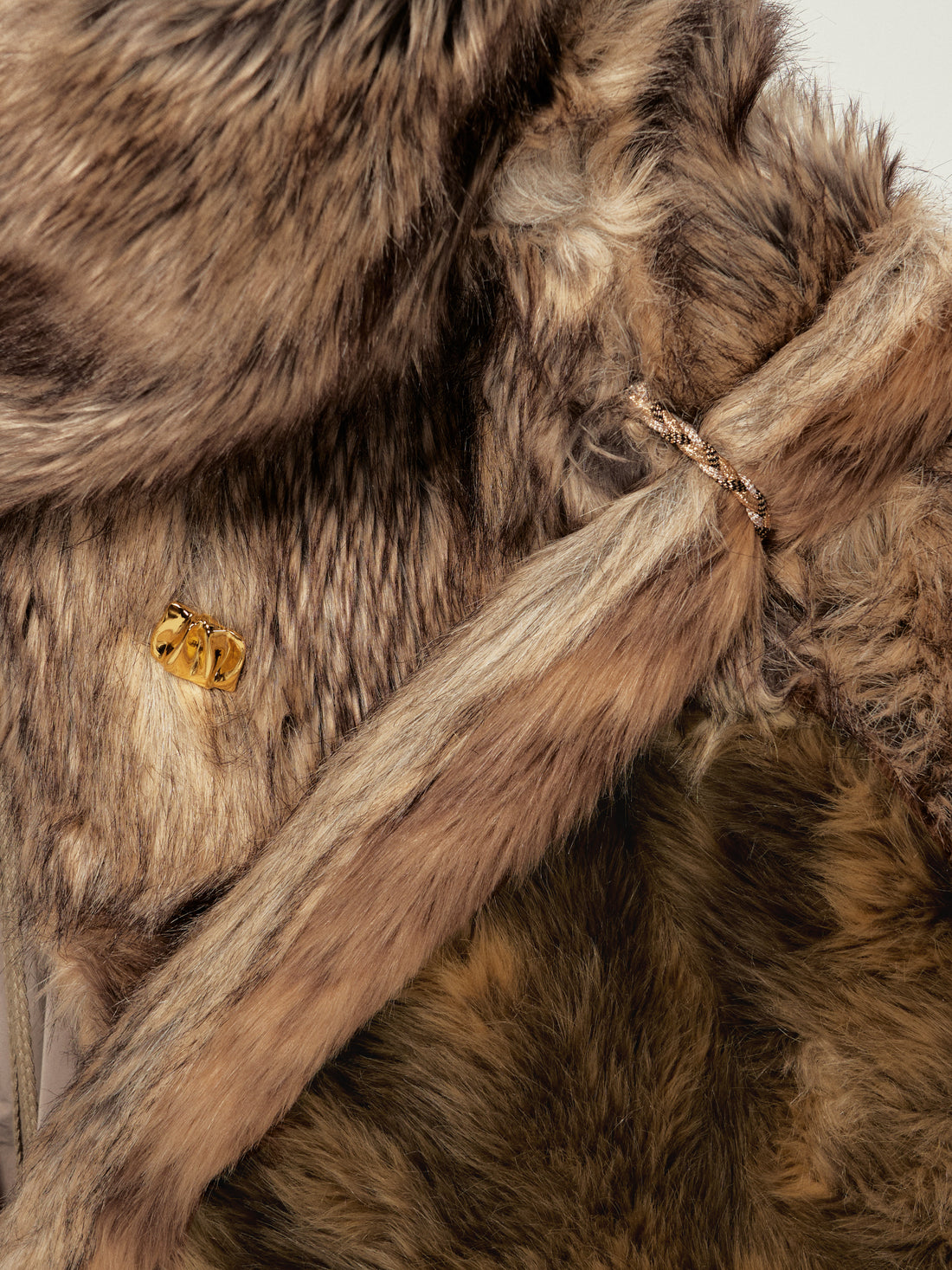Dpercent 24FW kintsugi series golden brown faux fur coat