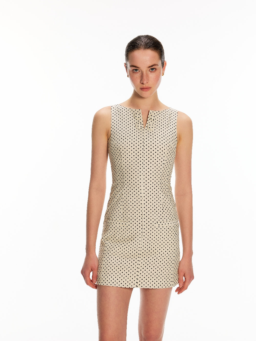 Acetate detachable irregular cape modern polka dot vest dress