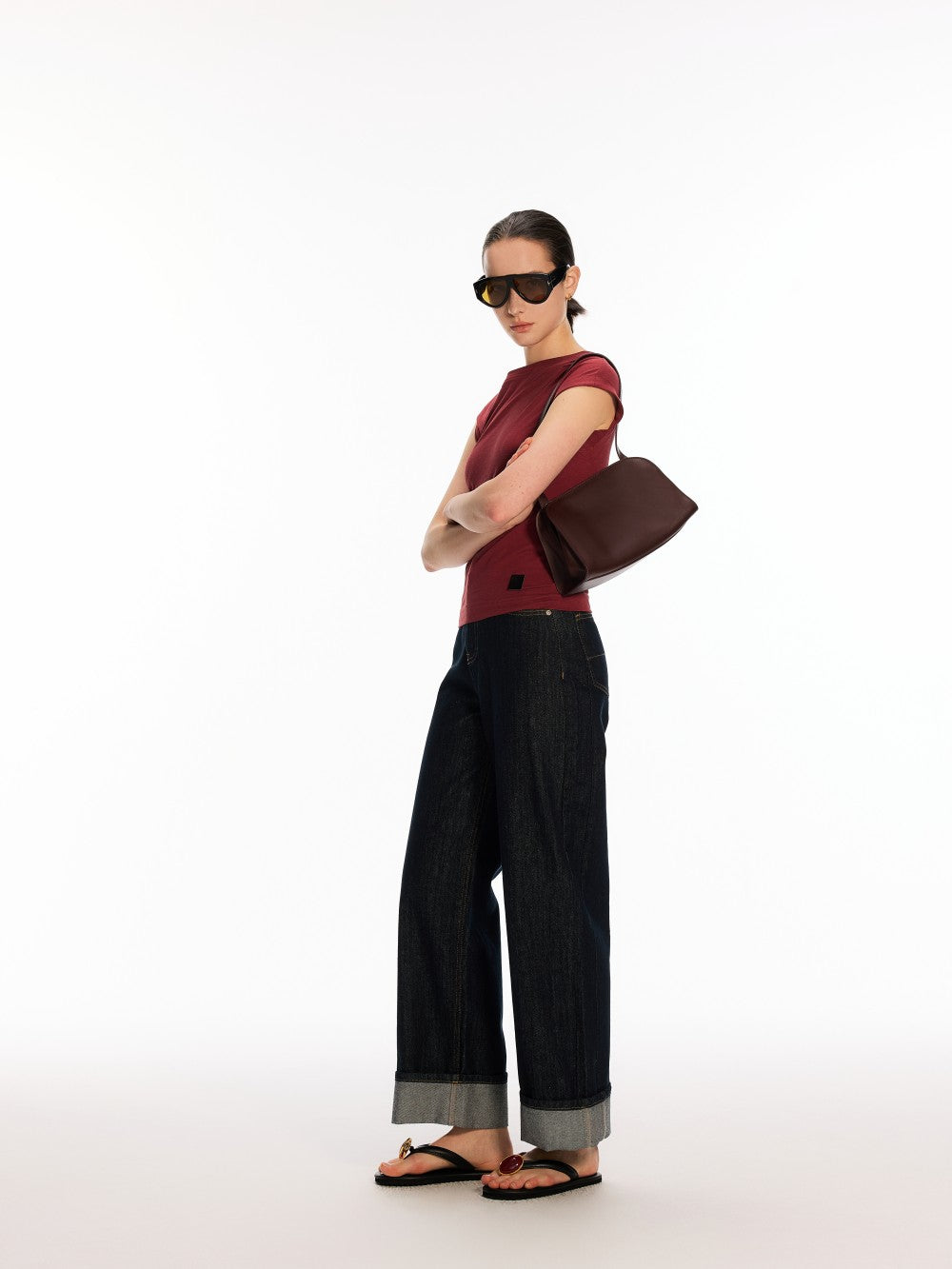 Asymmetric Shoulder Cutout Short Sleeve Top