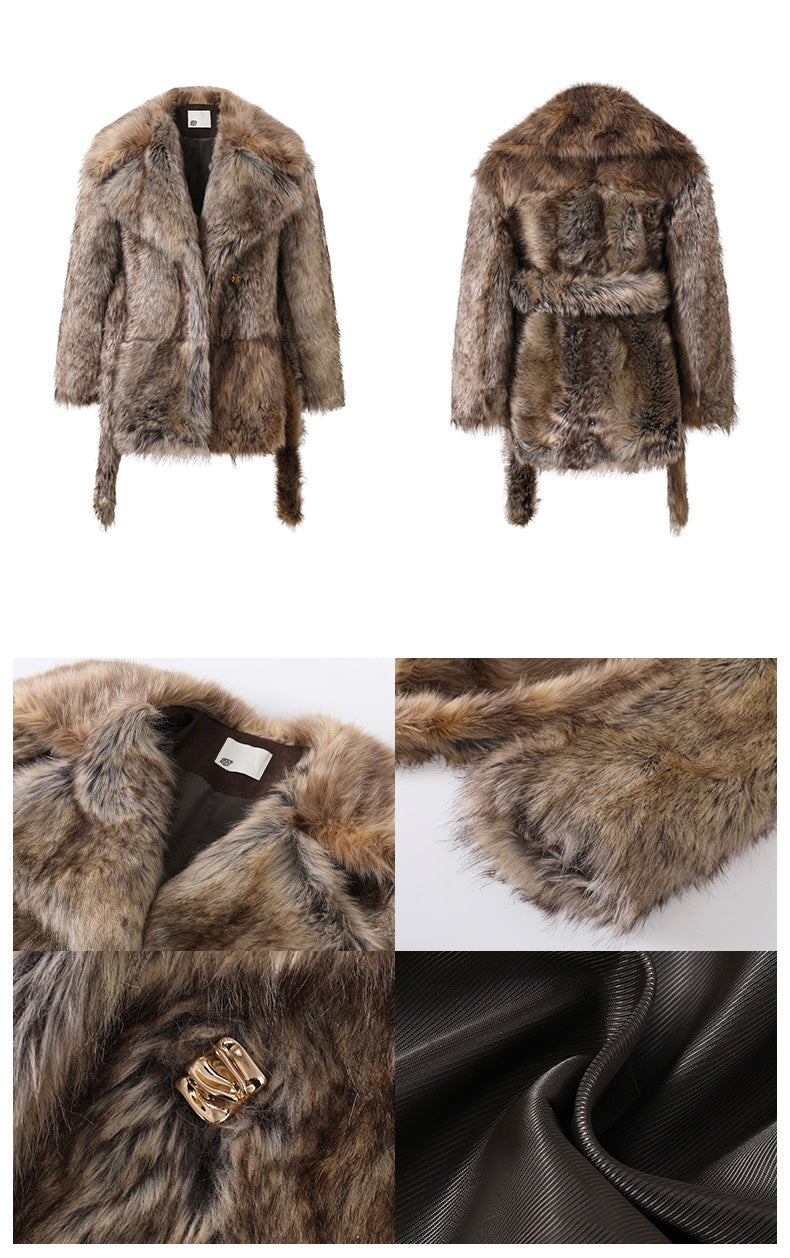 Dpercent 24FW kintsugi series golden brown faux fur coat
