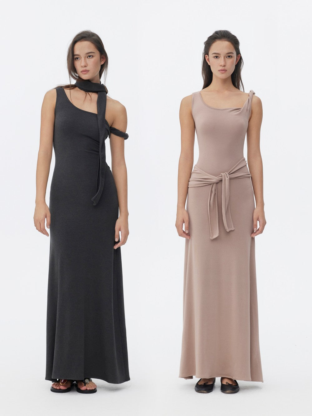Asymmetrical U-Neck Twist-Knot Dress