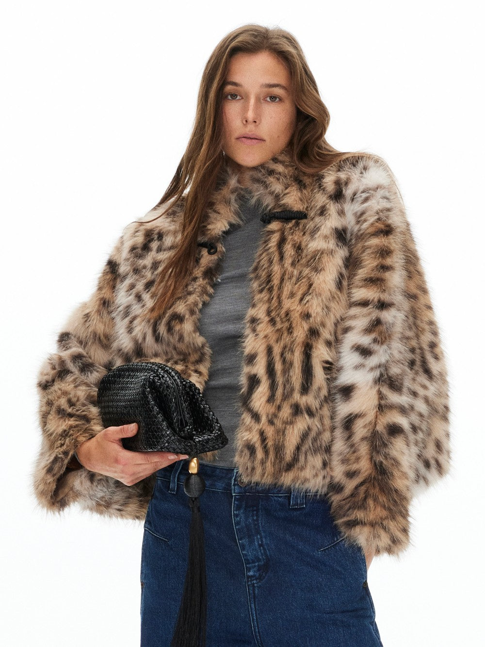 New Chinese Style Leopard Print Faux Fur Coat